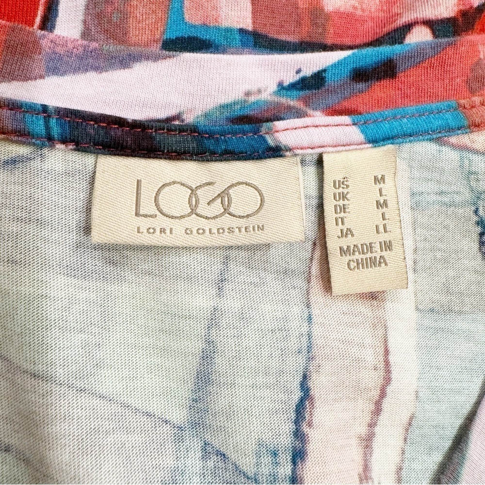 LOGO by Lori Goldstein | Abstract Tunic Short Sleeve Multicolor Size Medium - Picture 4 of 6